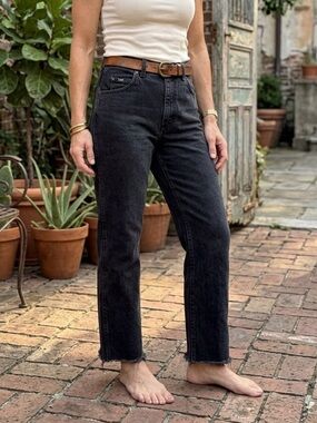 Vintage Lee Washed Black High-Rise Straight Leg Jeans